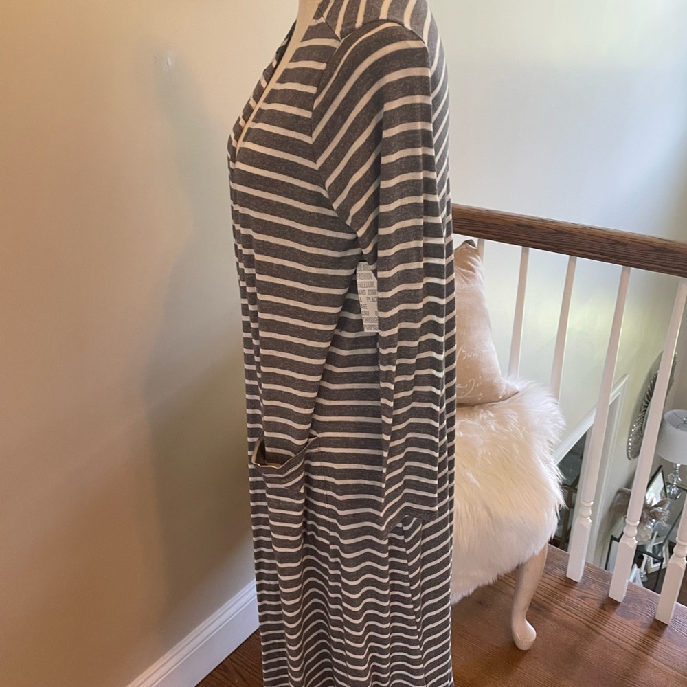 Lu La Rue grey striped duster sweater new with tags.
